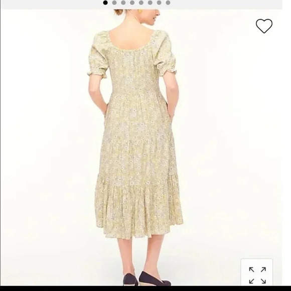 J.Crew Ditsy Floral Yellow Puff-sleeve  Cottage Core Tiered Midi Dress(XS) - Picture 5 of 13